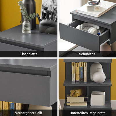 SoBuy | 2er Set Nachttisch schmal | Beistelltisch | Kommode Grau | FBT49-HGx2