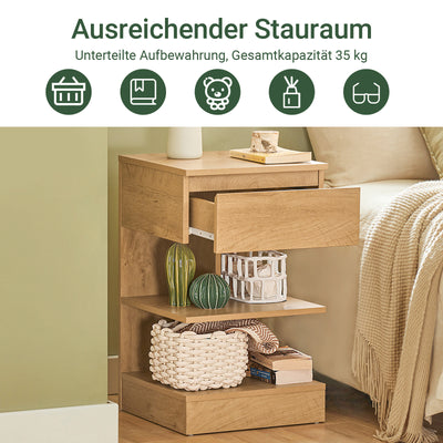 nachttisch aufbewahrung SoBuy Nachttisch Nachtschrank Beistelltisch | Kommode Natur