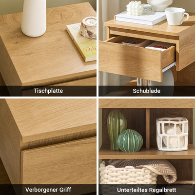 SoBuy | Nachttisch | Nachtschrank | Beistelltisch | Kommode Natur | FBT49-Nx2