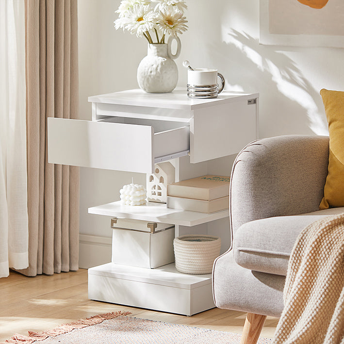 SoBuy | Nachttisch | Fürs Schlafzimmer | Beistelltisch | Kommode Weiß | FBT49-W