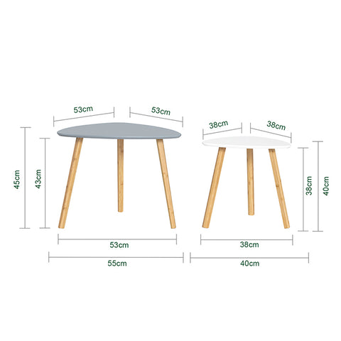 SoBuy | 2er teilig Beistelltisch | Satztisch | Couchtisch | Hellgrau-Weiß | FBT74-HG