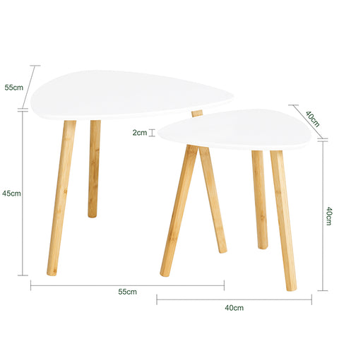 SoBuy | 2er teilig Beistelltisch | Satztisch | Couchtisch | Weiß | FBT74-W