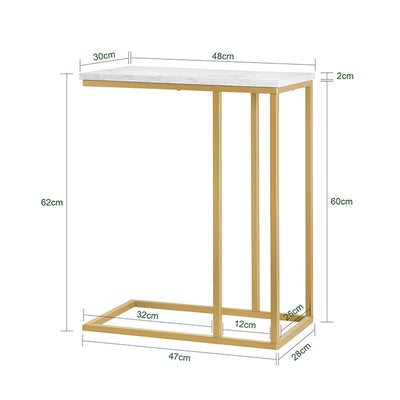 SoBuy | Beistelltisch | Pflegetisch mit goldenem Metallgestell | Couchtisch Sofa | FBT87-G