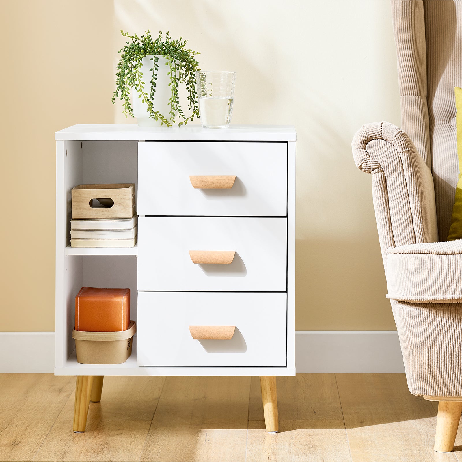 SoBuy | Nachttisch | Beistelltisch | Telefontisch | Kommode Weiß | FBT95-W