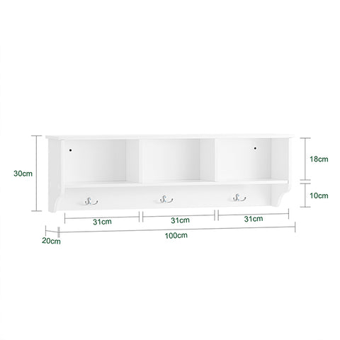 SoBuy | Wandgarderobe | Flurgarderobe | Kleiderhaken | Hängeregal mit 3 Haken | FHK35-W