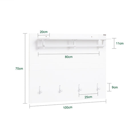 SoBuy | Wandgarderobe | Flurgarderobe | Kleiderhaken | Hängeregal Weiß | FHK36-W