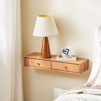 SoBuy | Schweberegal mit 2 Schubladen | Wandschublade | Wandregal | Natur | FHK37-N