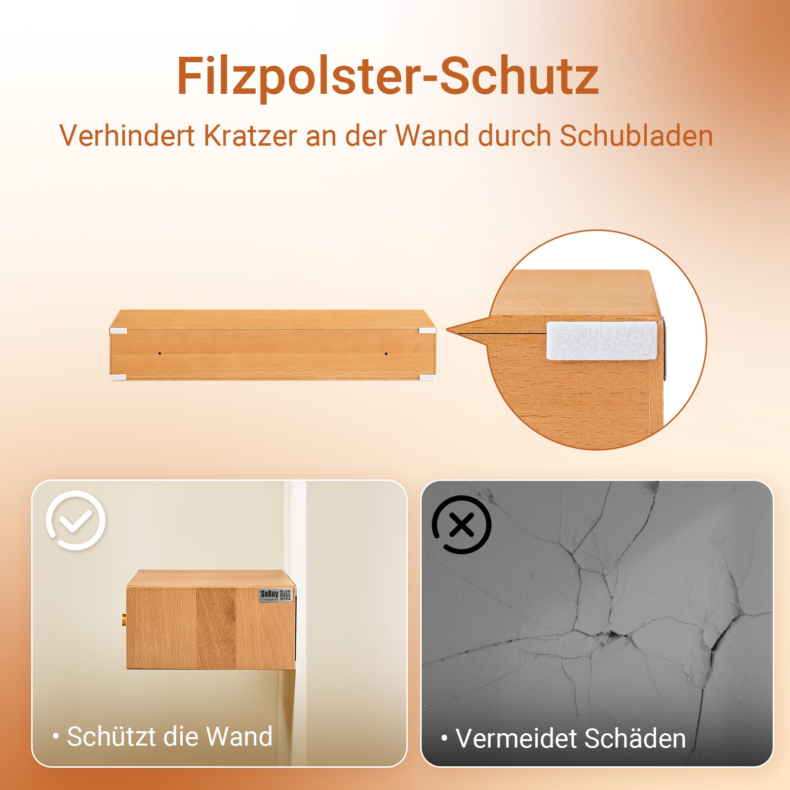 SoBuy | Schweberegal mit 2 Schubladen | Wandschublade | Wandregal | Natur | FHK37-N