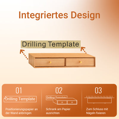 SoBuy | Schweberegal mit 2 Schubladen | Wandschublade | Wandregal | Natur | FHK37-N