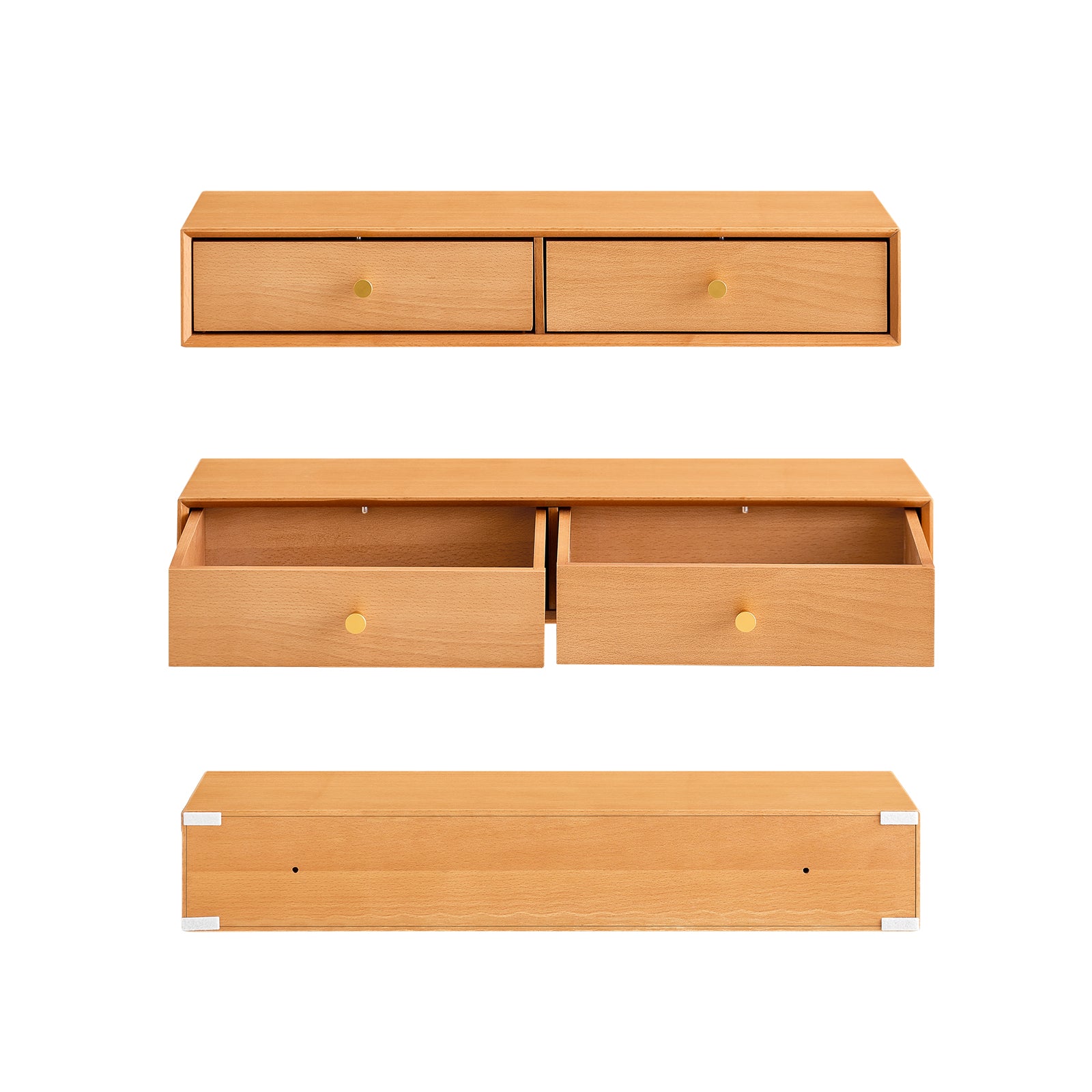 SoBuy | Schweberegal mit 2 Schubladen | Wandschublade | Wandregal | Natur | FHK37-N