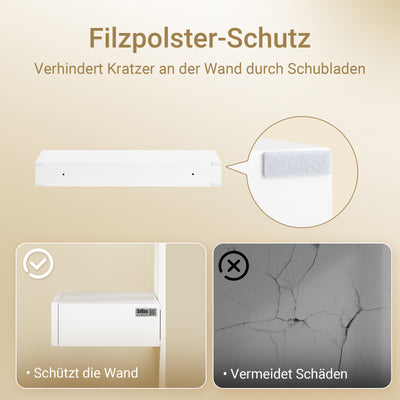 Vorverkauf | SoBuy | Schweberegal | mit Schublade | LED-Bewegungssensor-Licht | Wandschublade | Wandregal Weiß | FHK38-W