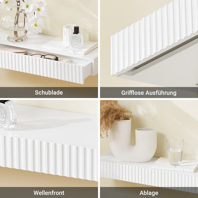 Vorverkauf | SoBuy | Schweberegal | mit Schublade | LED-Bewegungssensor-Licht | Wandschublade | Wandregal Weiß | FHK38-W