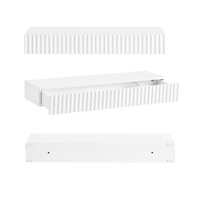 Vorverkauf | SoBuy | Schweberegal | mit Schublade | LED-Bewegungssensor-Licht | Wandschublade | Wandregal Weiß | FHK38-W
