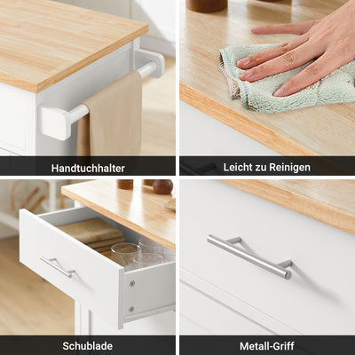 SoBuy | Küchenwagen | Beistellwagen | Rollwagen | Weiß-Natur | FKW102-WN