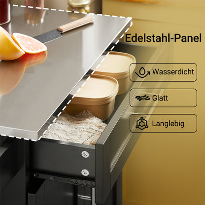 SoBuy | Küchenwagen | Getränkewagen fürs Büro | Servierwagen Schwarz | FKW110-SCH