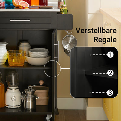 SoBuy | Küchenwagen | Getränkewagen fürs Büro | Servierwagen Schwarz | FKW110-SCH