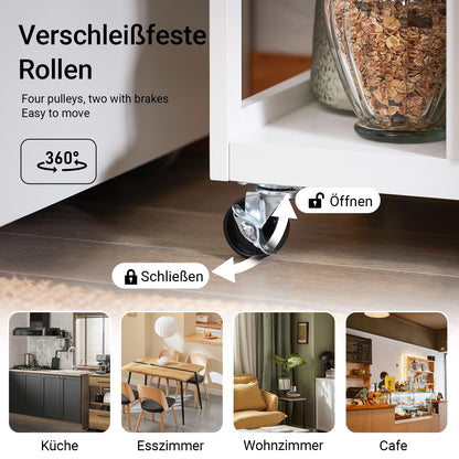 SoBuy | Küchenwagen mit 2 Schubladen | Servierwagen | Weißnatur | FKW111-WN