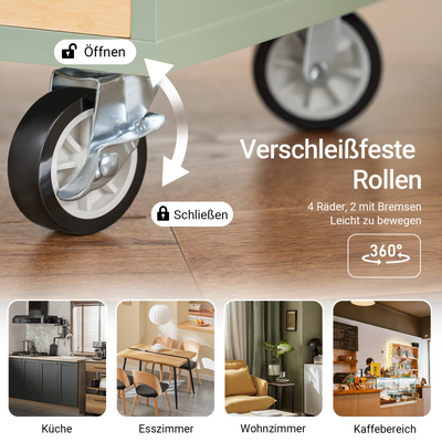 SoBuy | Küchenwagen mit Flaschenablage | Kücheninsel mit Weinglashalter | Sideboard | Grün | FKW114-GR