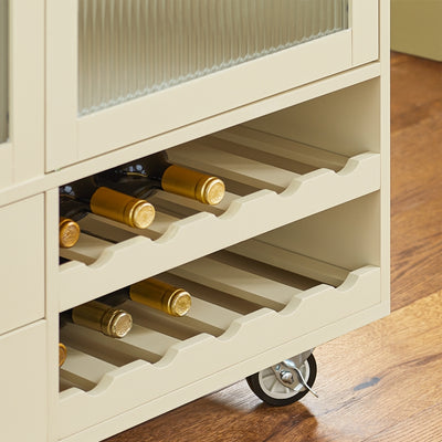 Vorverkauf | SoBuy | Küchenwagen mit Flaschenablage | Kücheninsel mit Weinglashalter | Küchenschrank | Sideboard | Beige | FKW114-MI
