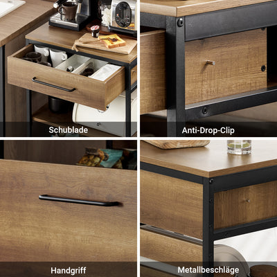 SoBuy | Servierwagen | mit 1 Aufbewahrungstruhe | Küchenwagen | Vintage | 60x90x45cm | FKW118-PF