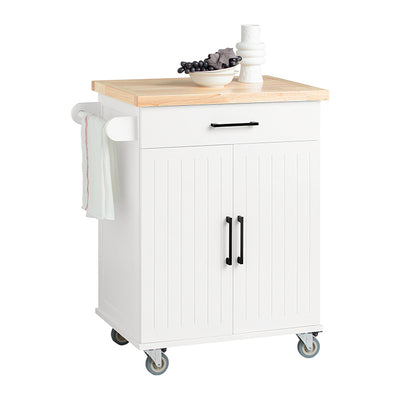 SoBuy | Küchenwagen | Rollwagen | Küchenschrank | Servierwagen | Weiß-Natur | FKW119-WN