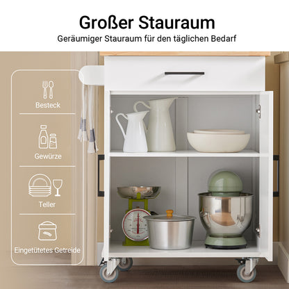 SoBuy | Küchenwagen | Rollwagen | Küchenschrank | Servierwagen | Weiß-Natur | FKW119-WN