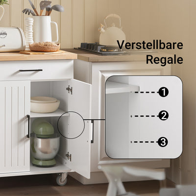 SoBuy | Küchenwagen | Rollwagen | Küchenschrank | Servierwagen | Weiß-Natur | FKW119-WN