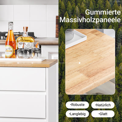 SoBuy | Küchenwagen mit Arbeitsplatte | Servierwagen mit Rollen | Weiß | 72x84x40cm FKW123-WN