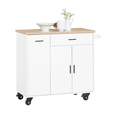 SoBuy | Kücheninsel | mit Gewürzregal | Sideboard | Weiß | 105x92x46cm | FKW126-WN