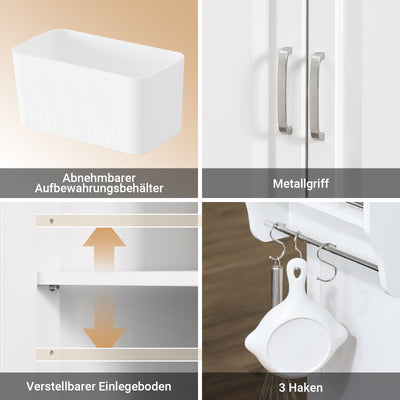 SoBuy | Kücheninsel mit 2 Schubladen | Küchenwagen mit erweiterbarer Arbeitsfläche | Küchenschrank Weiß | FKW128-II-ST