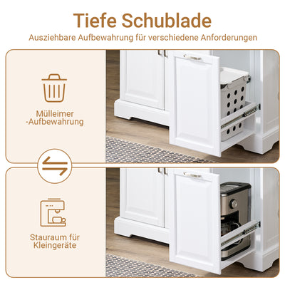 SoBuy | Kücheninsel mit 2 Schubladen | Küchenwagen mit erweiterbarer Arbeitsfläche | Küchenschrank Weiß | FKW128-II-ST