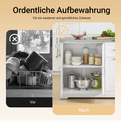 SoBuy | Kücheninsel mit 2 Schubladen | Küchenwagen mit erweiterbarer Arbeitsfläche | Küchenschrank Weiß | FKW128-ST