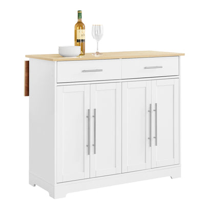 Vorverkauf | SoBuy | Kücheninsel auf Rollen | mit ausziehbarer Platte | Schubladen | Weiß | 113x91x(44-69) cm | FKW129-WN