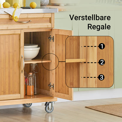 SoBuy | Küchenwagen | Küchenschrank Bambus | Servierwagen | FKW13-N