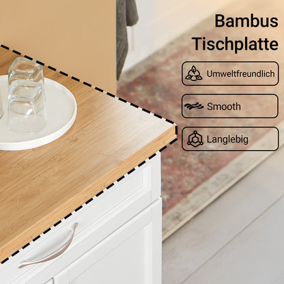 SoBuy | Küchenwagen | Küchenschrank | Servierwagen Weiß | FKW13-WN