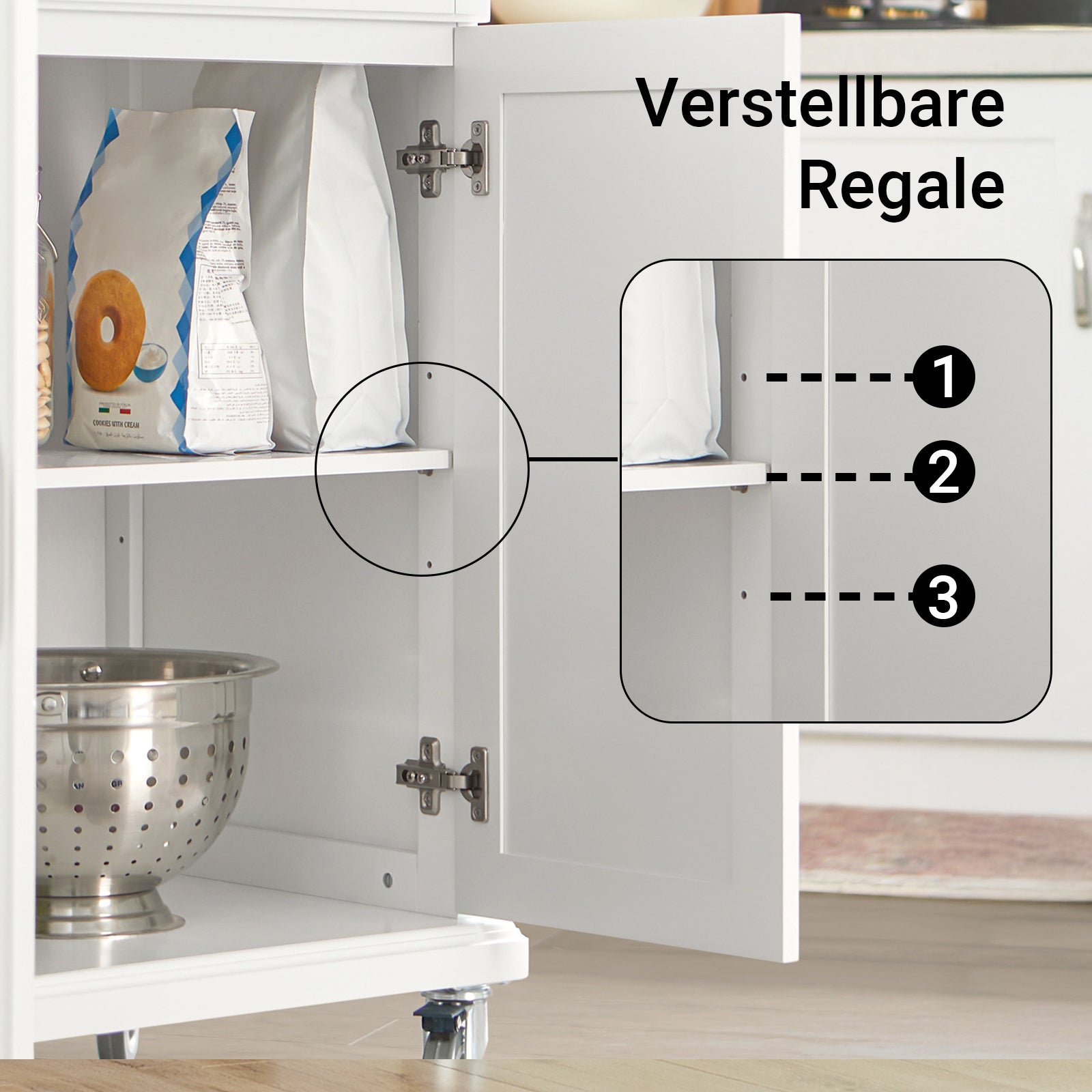 SoBuy | Küchenwagen | Küchenschrank | Servierwagen Weiß | FKW13-WN