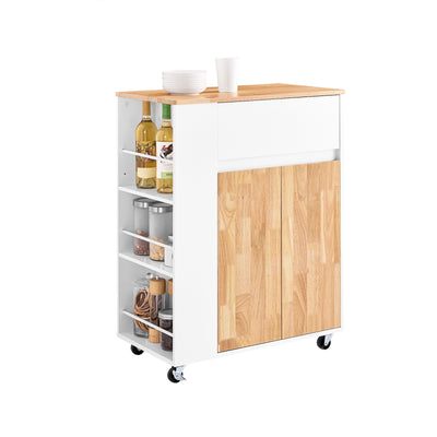 Vorverkauf | SoBuy Küchenwagen mit Arbeitsplatte Servierwagen mit Rollen Weiß B70 x H90 x T40 cm FKW132-WN