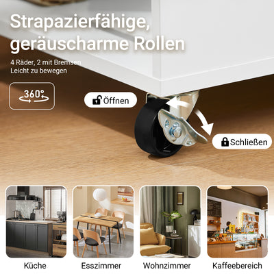 Vorverkauf | SoBuy Küchenwagen mit Arbeitsplatte Servierwagen mit Rollen Weiß B70 x H90 x T40 cm FKW132-WN