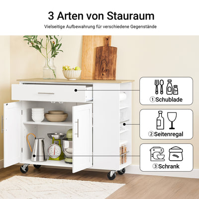 SoBuy Küchenwagen FKW133-WN - Seitenansicht mit offenen Fächern