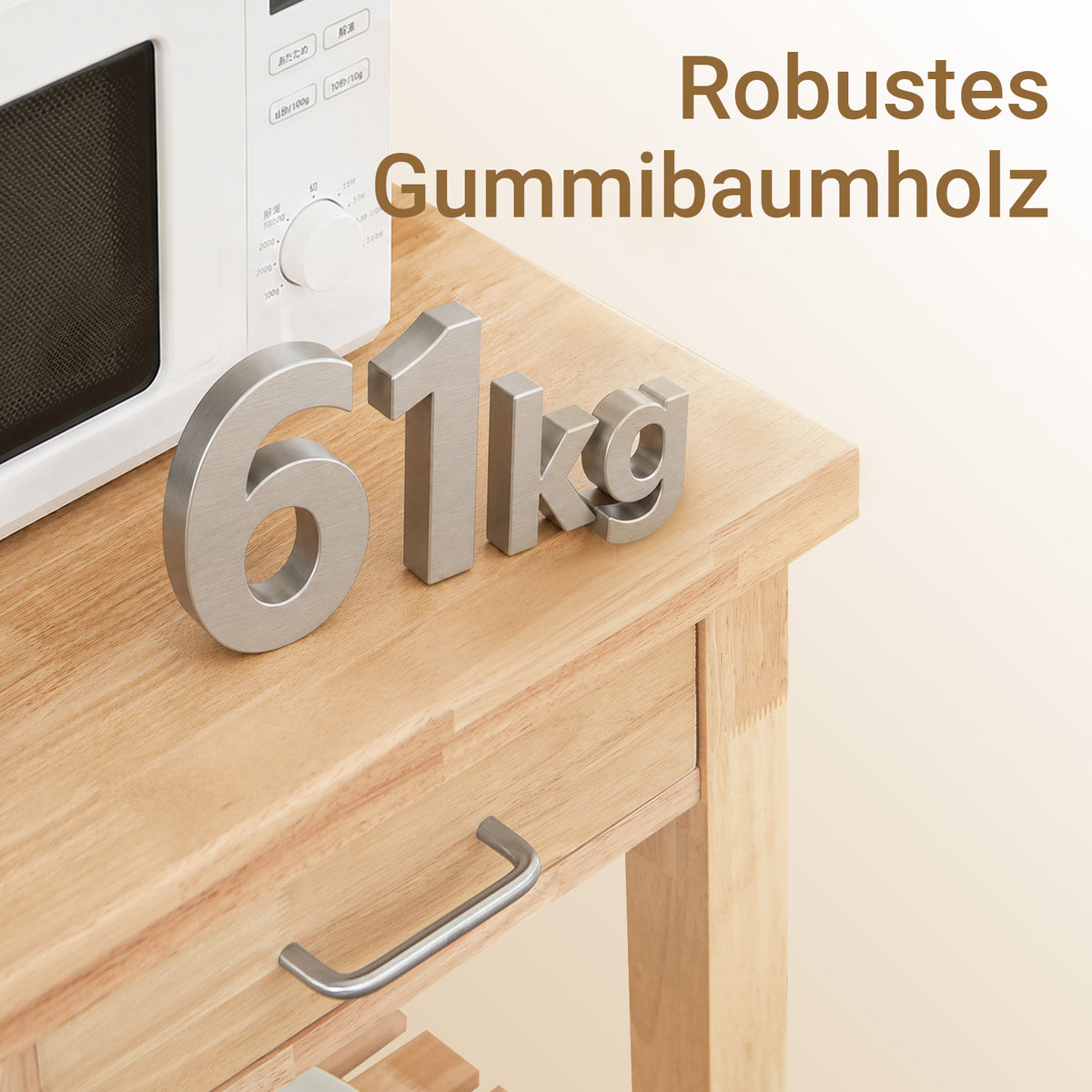 SoBuy | Küchenwagen | aus Kautschukholz | Servierwagen | FKW24-II-N
