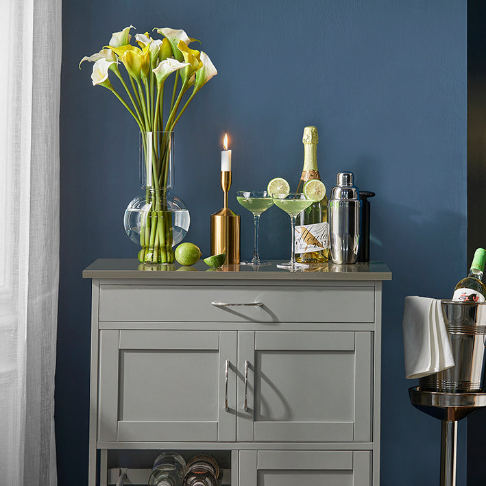 SoBuy Servierwagen mit Flaschenablagen Küchenwagen Hellgrau 67x86x38cm FKW45-HG