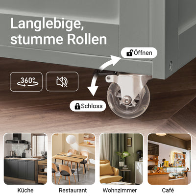 SoBuy Servierwagen mit Flaschenablagen Küchenwagen Hellgrau 67x86x38cm FKW45-HG