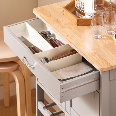 Vorverkauf | SoBuy | Küchenwagen mit Rollen | Khaki | 67x86x38cm | FKW45-KA