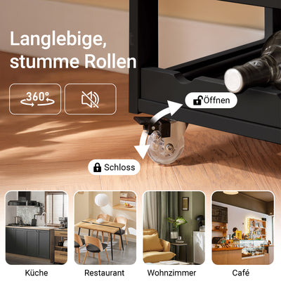 SoBuy Servierwagen mit Flaschenablagen Küchenwagen Schwarz 67x87x38cm FKW45-SCH