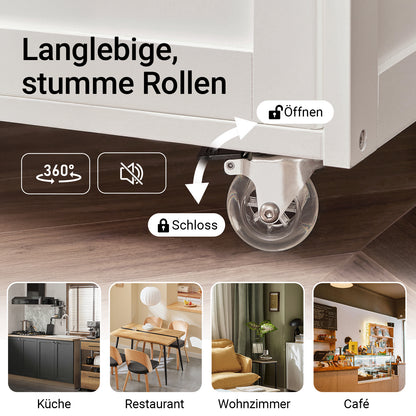 SoBuy Servierwagen mit Flaschenablagen Küchenwagen Weiß 67x86x38cm FKW45-WN