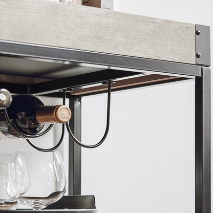 Vorverkauf | SoBuy | Servierwagen mit abnehmbarem Tablett | Küchenwagen Beton hellgrau | FKW56-HG