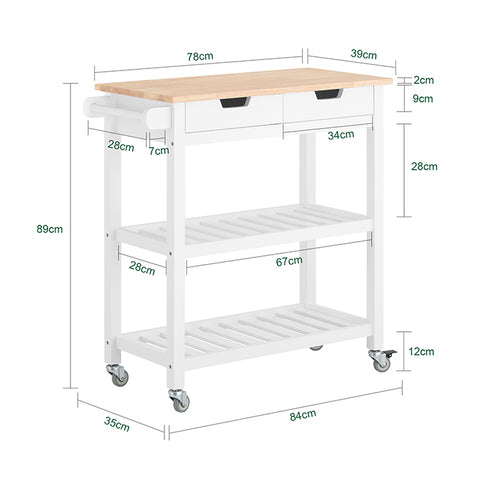 SoBuy | Küchenwagen | Sideboard | Servierwagen Weiß | FKW68-WN