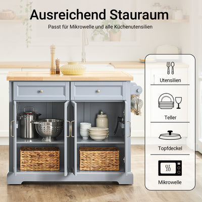 SoBuy | Kücheninsel | Küchenwagen mit erweiterbarer Arbeitsfläche | Küchenschrank | FKW71-II-HG