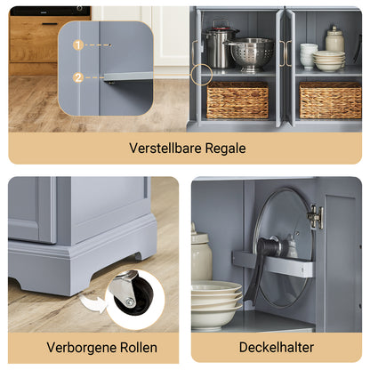 SoBuy | Kücheninsel | Küchenwagen mit erweiterbarer Arbeitsfläche | Küchenschrank | FKW71-II-HG