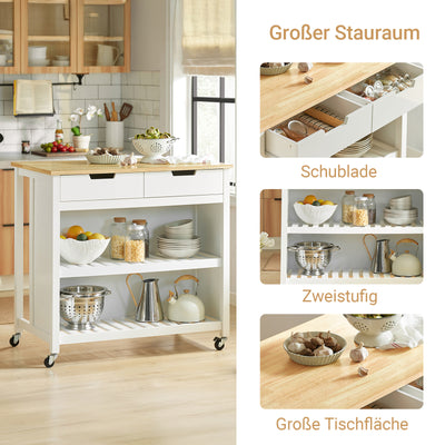 SoBuy | Kücheninsel | Küchenschrank | Küchenwagen | Weiß-Natur | FKW74-WN